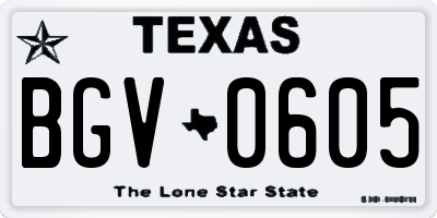 TX license plate BGV0605