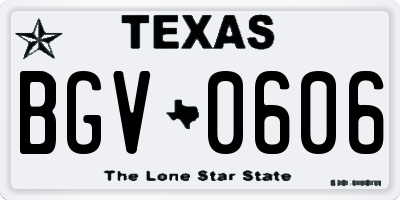 TX license plate BGV0606
