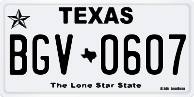 TX license plate BGV0607