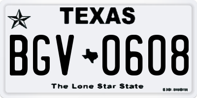 TX license plate BGV0608