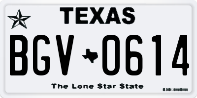 TX license plate BGV0614