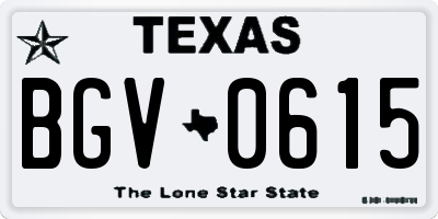 TX license plate BGV0615
