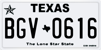 TX license plate BGV0616