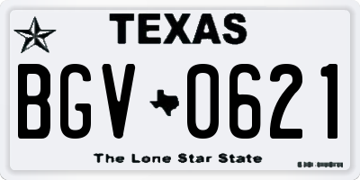 TX license plate BGV0621