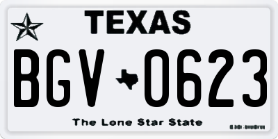 TX license plate BGV0623