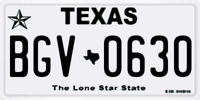 TX license plate BGV0630