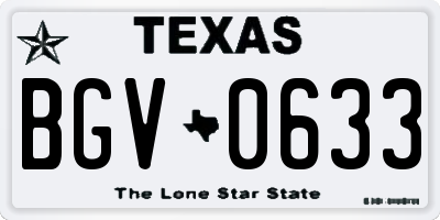 TX license plate BGV0633