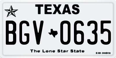 TX license plate BGV0635