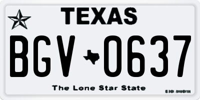 TX license plate BGV0637
