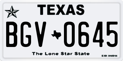 TX license plate BGV0645