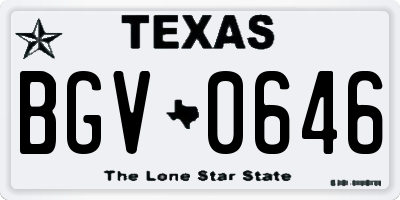 TX license plate BGV0646