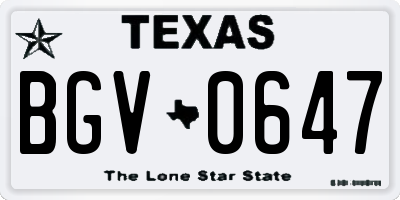 TX license plate BGV0647