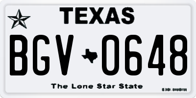 TX license plate BGV0648