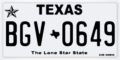 TX license plate BGV0649