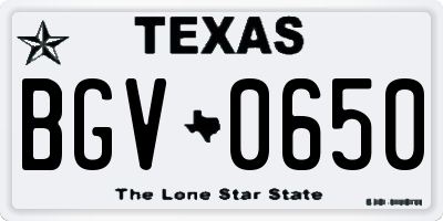 TX license plate BGV0650