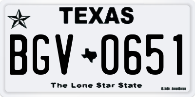 TX license plate BGV0651