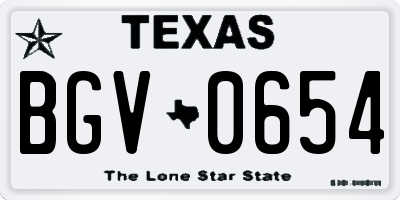 TX license plate BGV0654