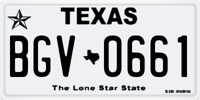 TX license plate BGV0661