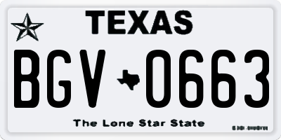 TX license plate BGV0663