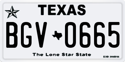 TX license plate BGV0665