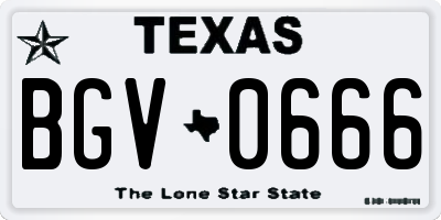 TX license plate BGV0666