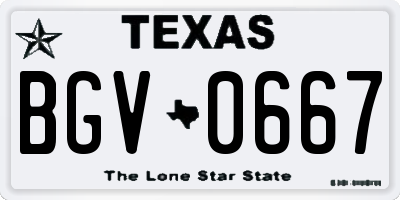 TX license plate BGV0667