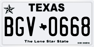 TX license plate BGV0668