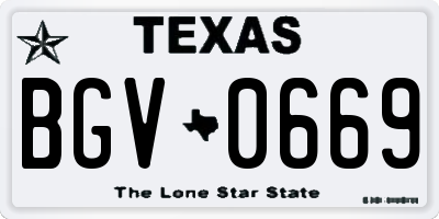 TX license plate BGV0669