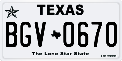 TX license plate BGV0670
