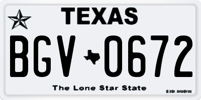 TX license plate BGV0672