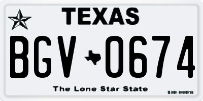 TX license plate BGV0674