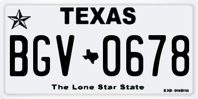 TX license plate BGV0678