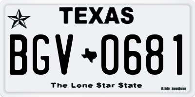 TX license plate BGV0681