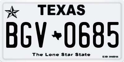 TX license plate BGV0685