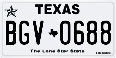 TX license plate BGV0688
