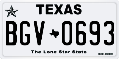 TX license plate BGV0693