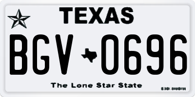 TX license plate BGV0696