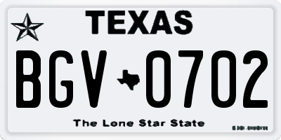 TX license plate BGV0702