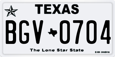 TX license plate BGV0704