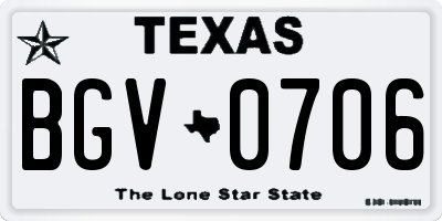 TX license plate BGV0706