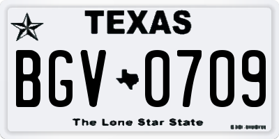 TX license plate BGV0709
