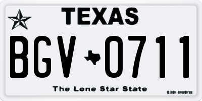 TX license plate BGV0711