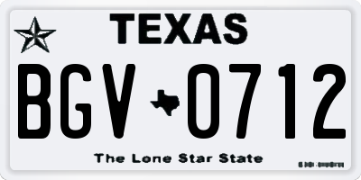 TX license plate BGV0712