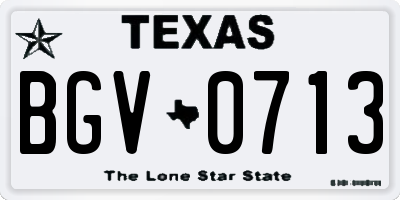 TX license plate BGV0713