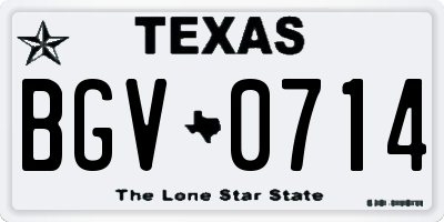 TX license plate BGV0714