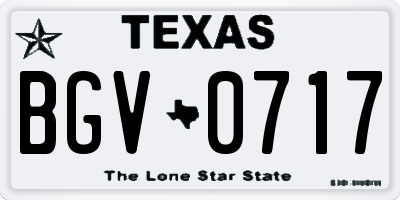 TX license plate BGV0717