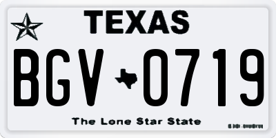 TX license plate BGV0719