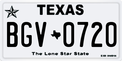 TX license plate BGV0720