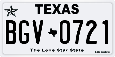 TX license plate BGV0721