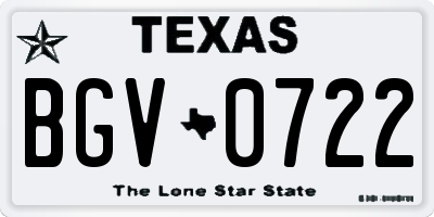 TX license plate BGV0722